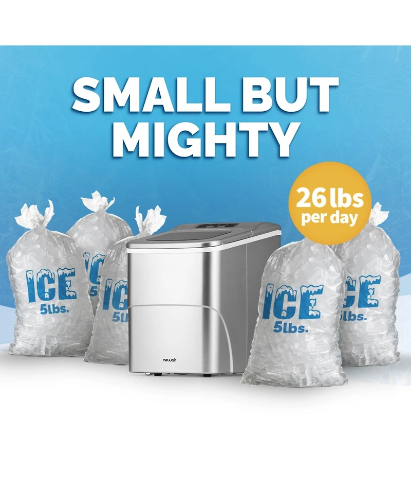 Newair 26 lbs. Countertop Bullet Ice Maker in Silver