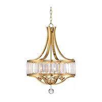Possini Euro Design Prava Warm Brass Pendant Chandelier 21 1/2" Wide Modern Crystal 4-Light Fixture for Dining Room House Foyer Kitchen Island Be