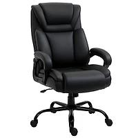 Vinsetto Big and Tall Executive Office Chair w/ Pu Leather Fabric, Wheel, Black