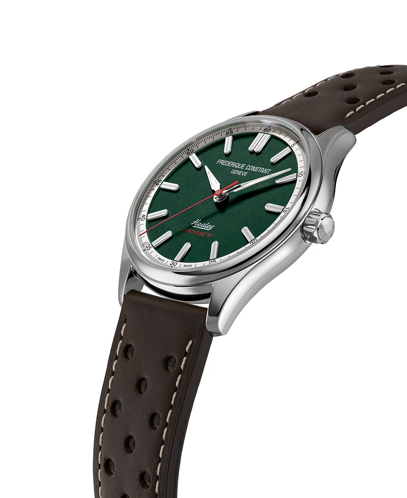 Frederique Constant Men's Swiss Automatic Vintage Rally Healy Cosc Brown Leather Strap Watch 40mm - Limited Edition Box Set