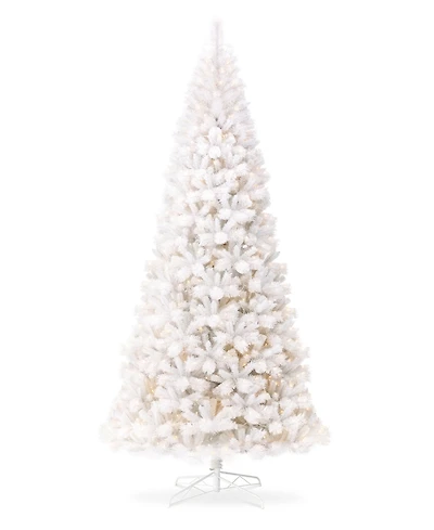 Glitzhome 10' Pre-Lit Pine Slim Artificial Christmas Tree with 800 Warm Lights, Three Function