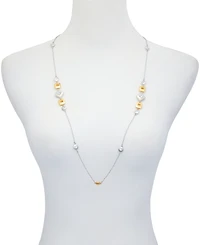 T Tahari Silver-Tone Clear Glass Stone Charm Station Long Necklace