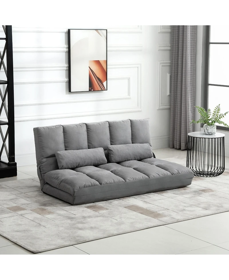 Homcom Convertible Floor Sofa with Adjustable Backrest and Headrest