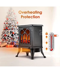 Sugift 16in W Electric Fireplace Flame Stove Heater Space Heater Indoor