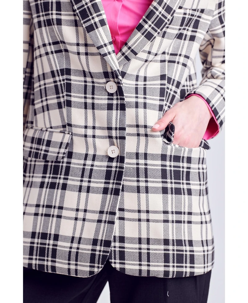 English Factory Women's Statement Plaid Blazer