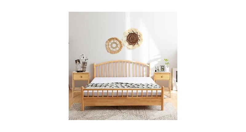 Bamboo Nightstand with Drawer and Open Shelf