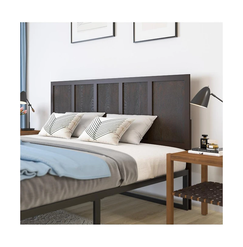 Merrick Lane Grady King Raised Panel Wooden Adjustable Headboard Only