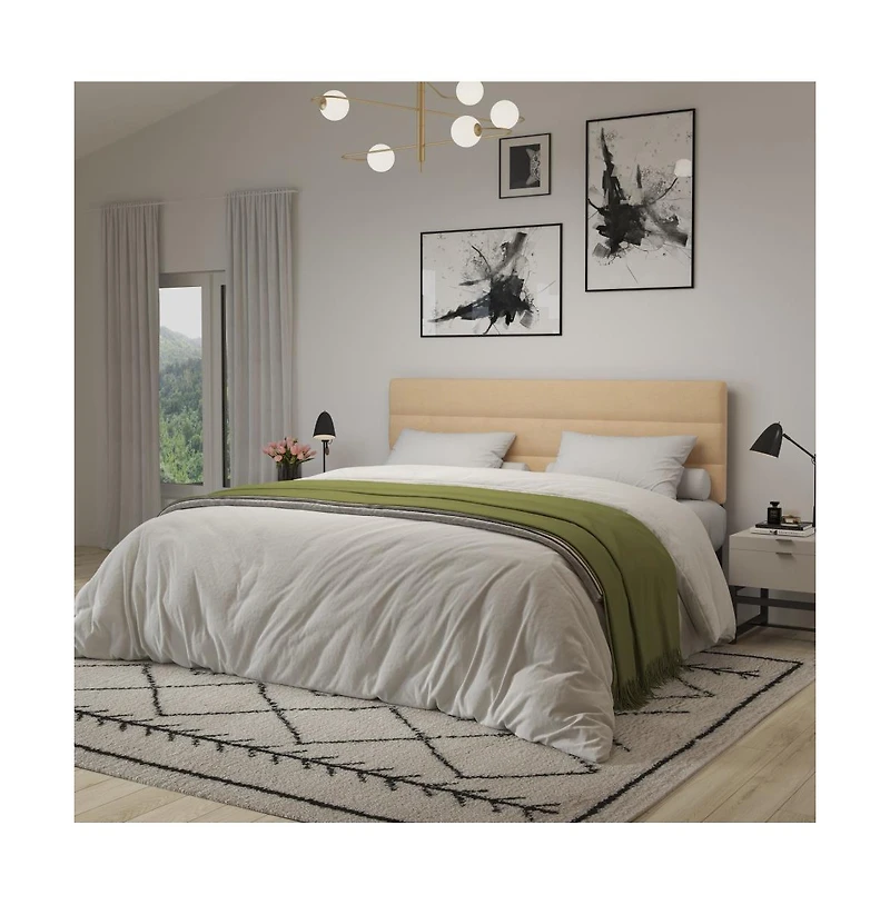 Merrick Lane Coppola King Headboard With Tufted Upholstery And Powder Coated Metal Frame