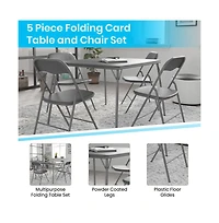 Emma+Oliver 5 Piece Folding Card Table And Chair Set