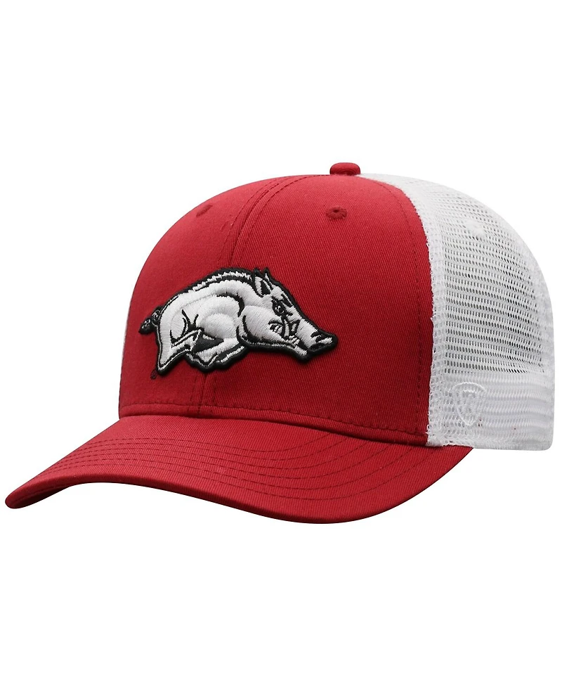 Men's Top of the World Cardinal, White Arkansas Razorbacks Trucker Snapback Hat