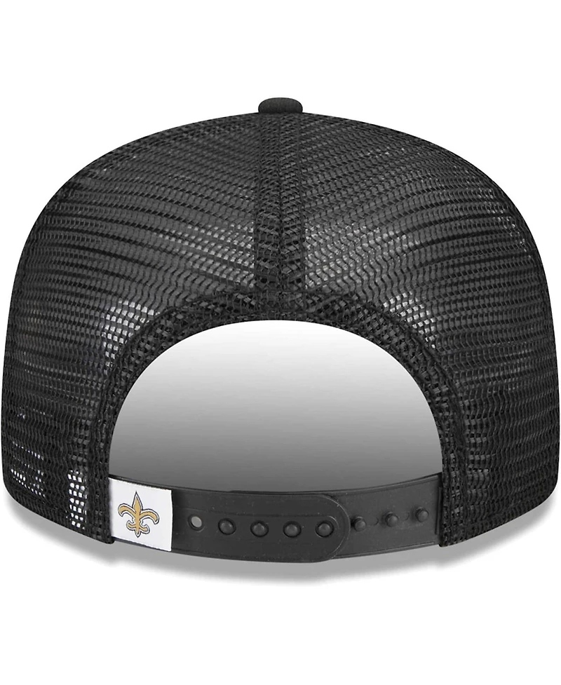 Big Boys and Girls New Era Black New Orleans Saints Main Trucker 9FIFTY Snapback Hat