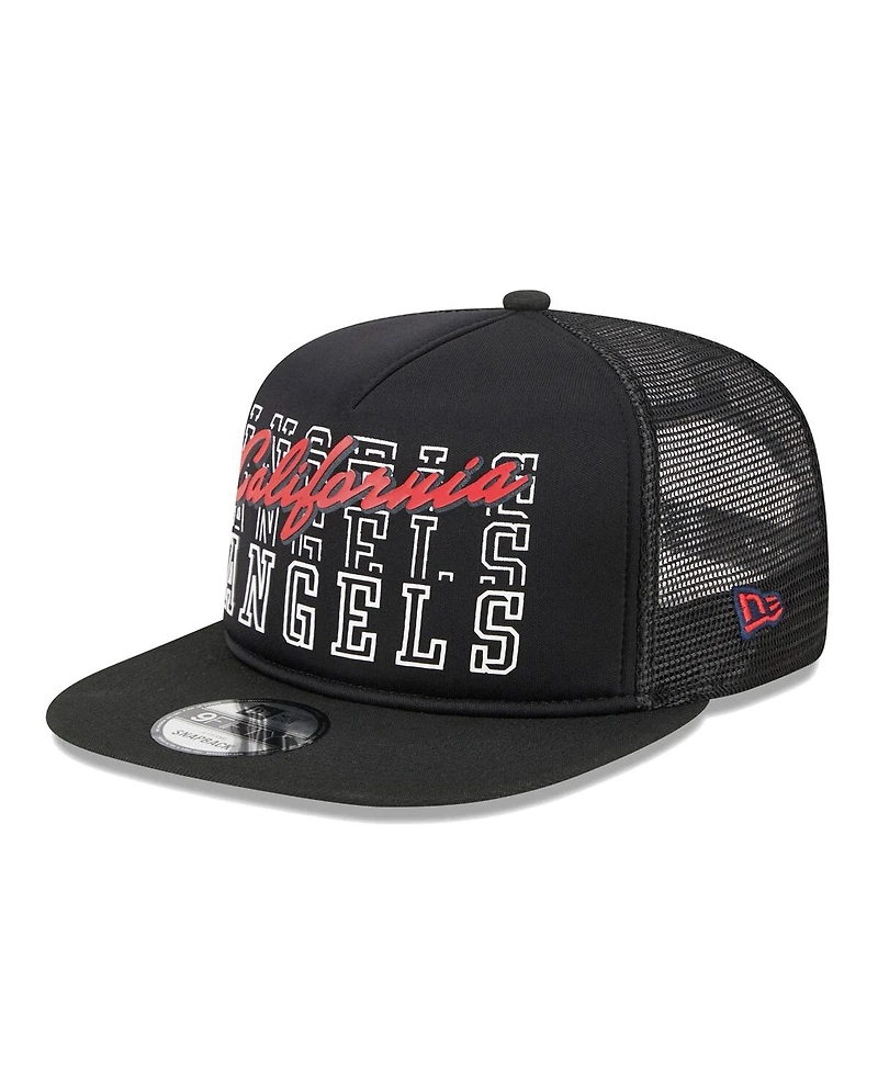 Men's New Era Black California Angels Cooperstown Collection Street Team A-Frame Trucker 9FIFTY Snapback Hat