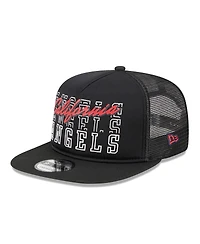 Men's New Era Black California Angels Cooperstown Collection Street Team A-Frame Trucker 9FIFTY Snapback Hat