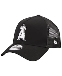 Men's New Era Black Los Angeles Angels A-Frame 9FORTY Trucker Adjustable Hat