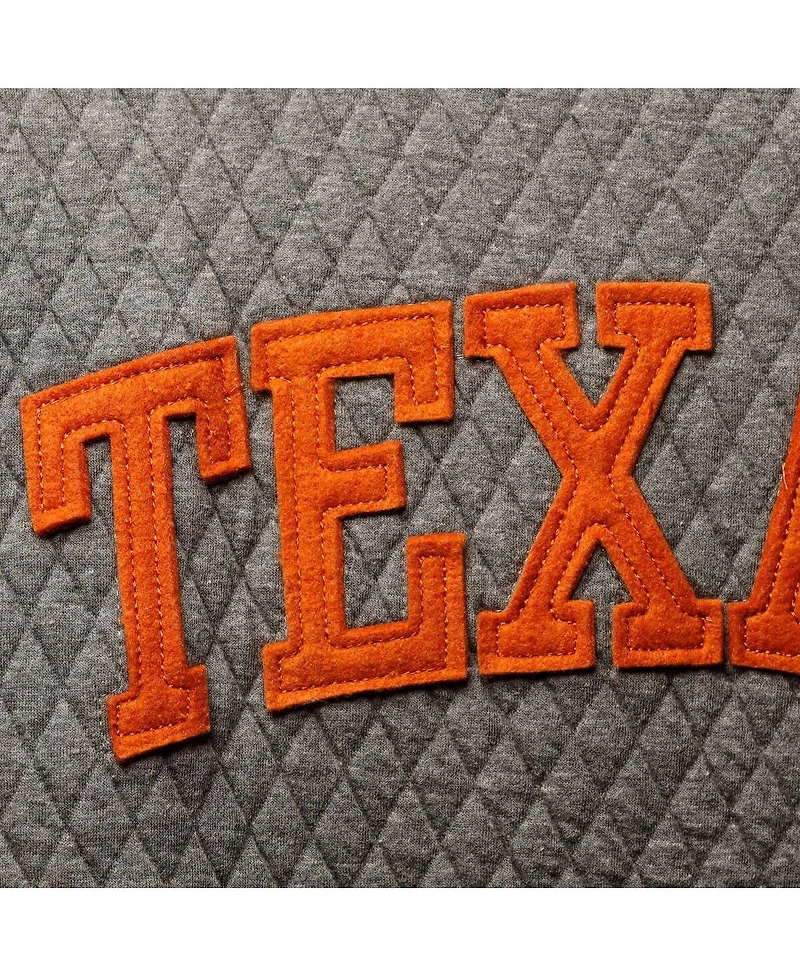 Women's Pressbox Heather Charcoal Texas Longhorns Moose Quilted Pullover Sweatshirt
