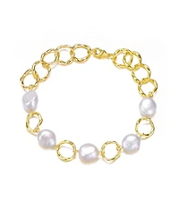 Sterling Silver Genuine Freshwater Pearl Chain Bracelet