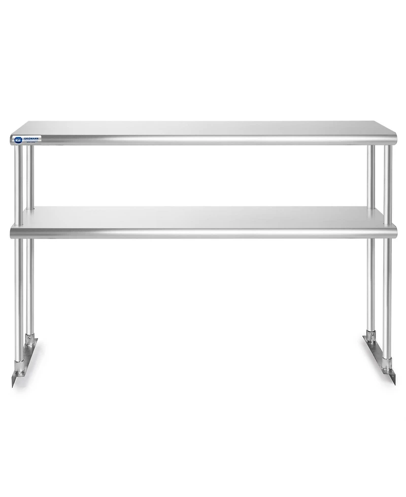 Gridmann Nsf Commercial Stainless Steel Double Overshelf 48" x 12" for Prep & Work Table