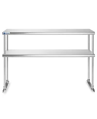 Gridmann Nsf Commercial Stainless Steel Double Overshelf 48" x 12" for Prep & Work Table