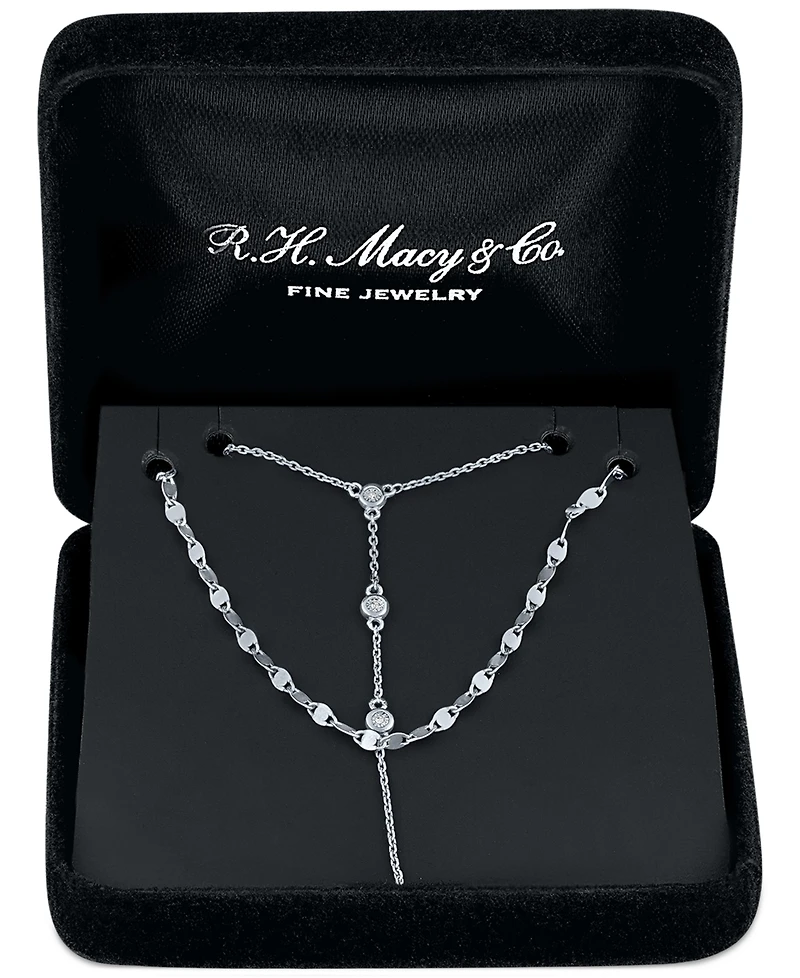 2-Pc. Set Diamond Lariat Adjustable Layered Necklaces (1/10 ct. t.w.) in Sterling Silver