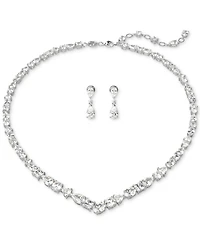 Swarovski Silver-Tone 2-Pc. Set Mesmera Crystal Drop Earrings & Necklace, 15" + 2" extender