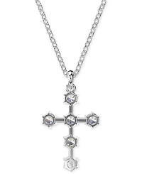 Swarovski Silver-Tone Insigne Crystal Cross Pendant Necklace, 15" + 2-3/4" extender