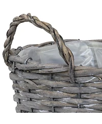 5-Piece Wicker Planter Basket Set with Handles - Plastic Lined Containers - For Indoor Use Only - Willow Wicker Construction with Steel Wire Frame