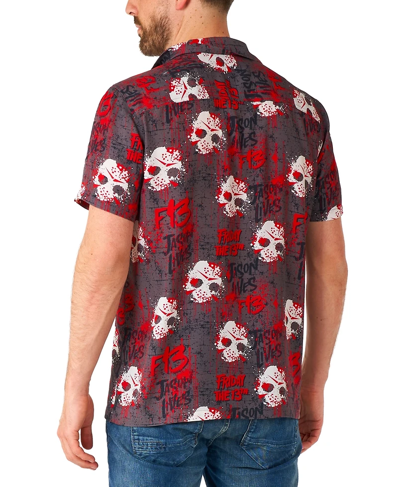 OppoSuits Men's Official Friday the 13th Hawaii Shirt - Halloween Themed Party Short Sleeve Black