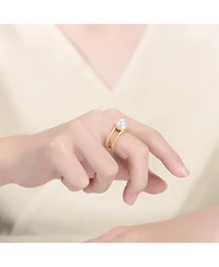Sterling Silver 14K Gold Plated with Genuine Freshwater Pearl Solitaire Open Ring