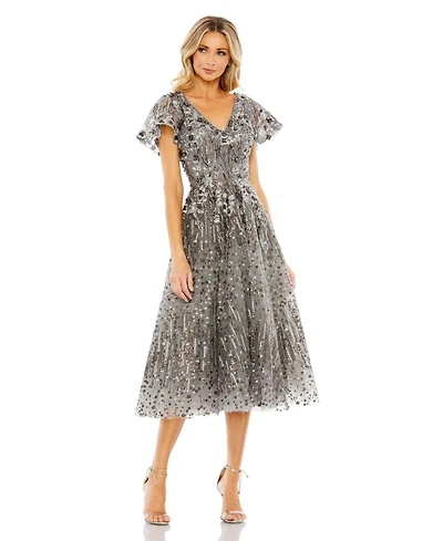 Mac Duggal Women's Embellished Butterfly Fit And Flare Dress