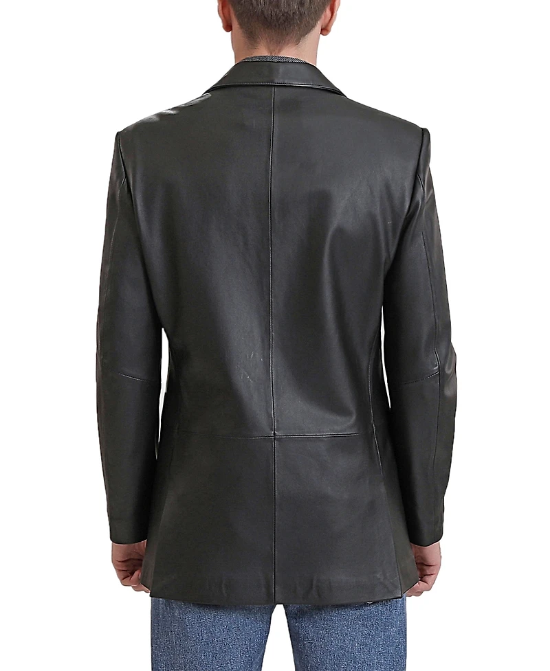 Bgsd Men Leroy Three Button Lambskin Leather Blazer