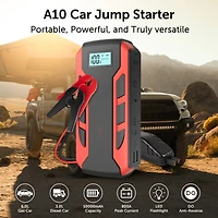 Alpha Digital Portable Car Jump Starter: 800A Peak- 10,000mAh 6.0L Gas/3.0L Diesel