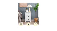 3 Drawers End Storage Wood Side Nightstand