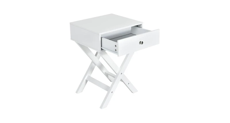 Modern X-Shaped Nightstand with Drawer for Living Room Bedroom
