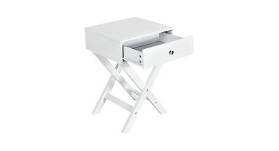 Modern X-Shaped Nightstand with Drawer for Living Room Bedroom
