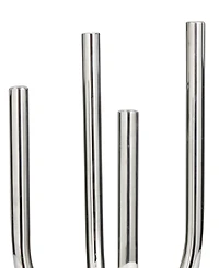 The Novogratz Silver Stainless Steel Metal Abstract U-Shaped Candelabra, 8" x 8" x 15"