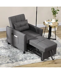 Homcom 3-in-1 Convertible Chair Bed with Adjustable Backrest,