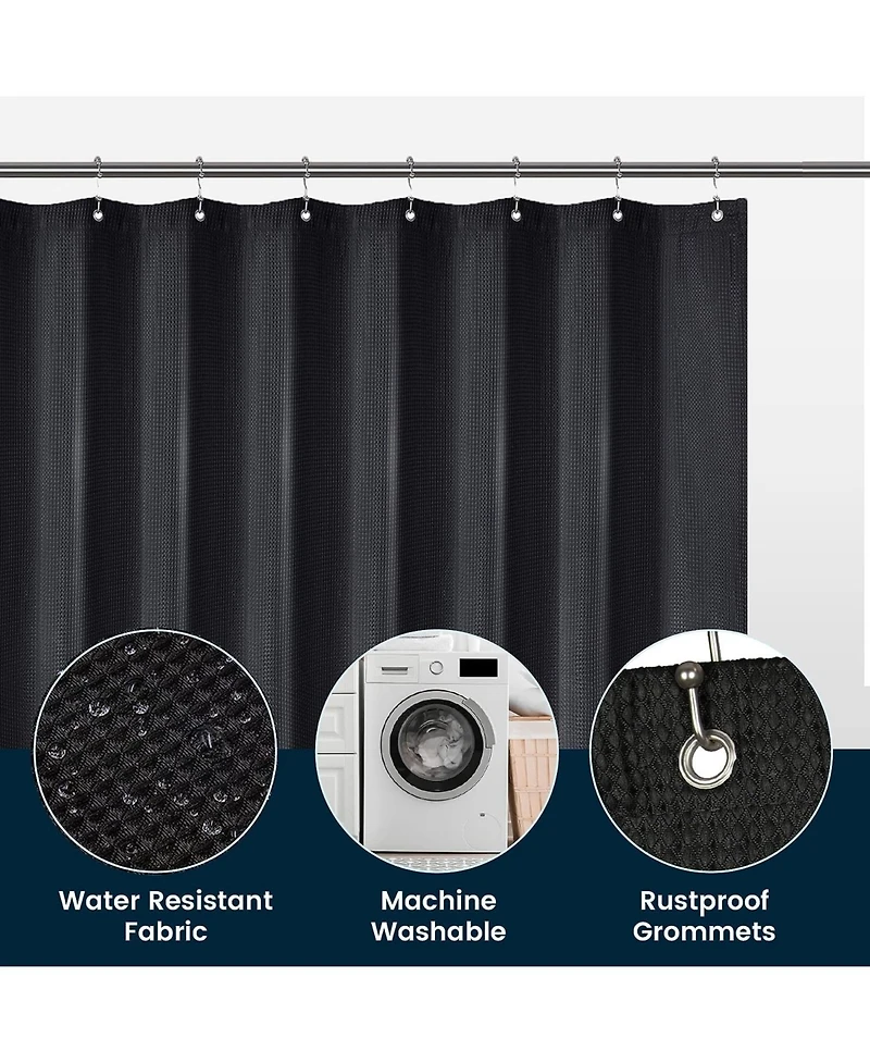 72" W x 72" H Waffle Weave Fabric Shower Curtain