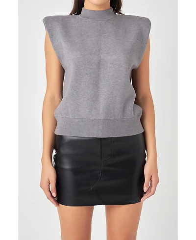 Grey Lab Women's Mock Neck Sleeveless Knit Top