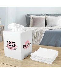 Microfiber Makeup Remover Cloths - (Pack of 25) Reusable Makeup Towels in a Tissue Box Dispenser, Facial Towels for Bathroom, 9 x 9 in, White