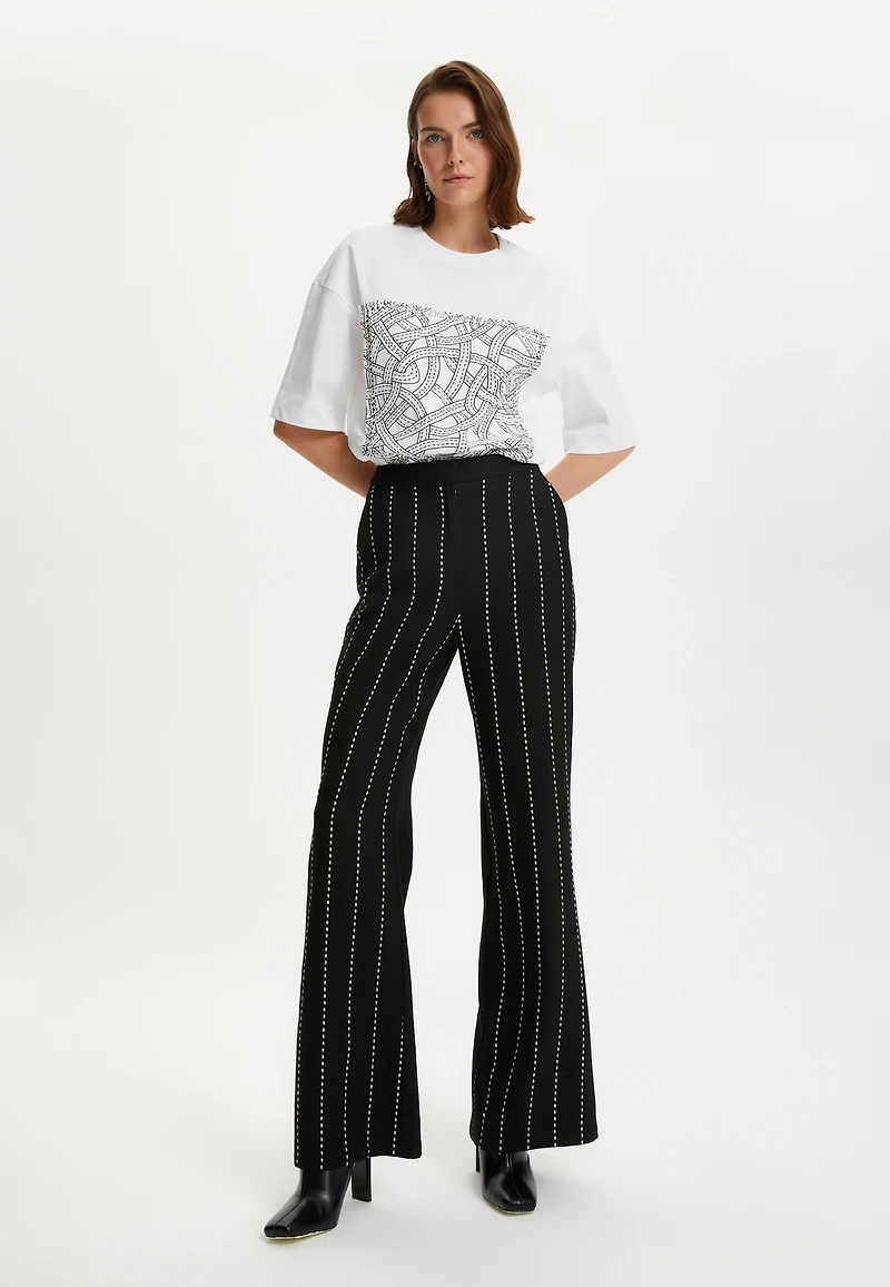 Nocturne Women's High Waisted Pintuck Stitched Pants