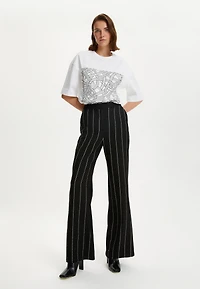Nocturne Women's High Waisted Pintuck Stitched Pants