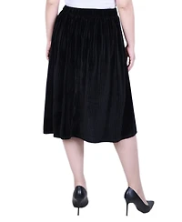 Ny Collection Petite Pleated Velvet Skirt