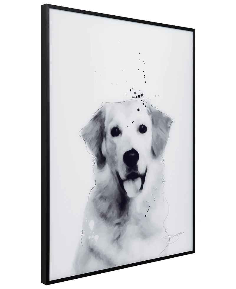 Empire Art Direct "golden Retriever" Pet Paintings on Printed Glass Encased with A Black Anodized Frame, 24" x 18" x 1"