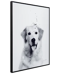 Empire Art Direct "golden Retriever" Pet Paintings on Printed Glass Encased with A Black Anodized Frame, 24" x 18" x 1"