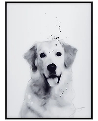 Empire Art Direct "golden Retriever" Pet Paintings on Printed Glass Encased with A Black Anodized Frame, 24" x 18" x 1"