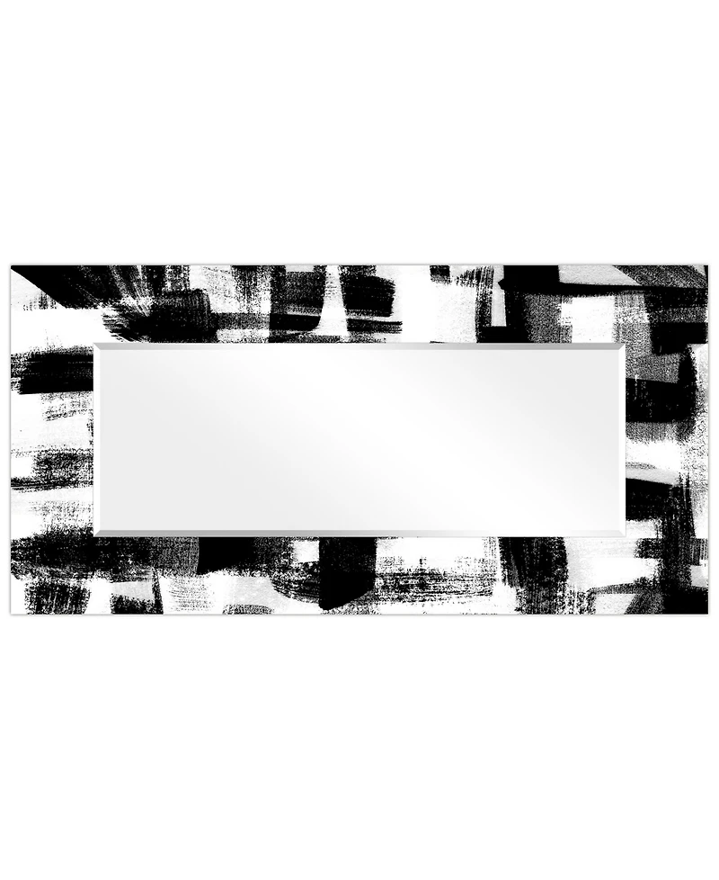 Empire Art Direct "Jam Session Ii" Rectangular Beveled Mirror on Free Floating Printed Tempered Art Glass, 72" x 36" x 0.4"
