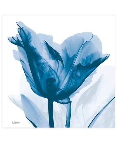 Empire Art Direct "Lusty Blue Tulip" Frameless Free Floating Tempered Glass Panel Graphic Wall Art, 24" x 24" x 0.2"