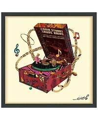 Empire Art Direct "Wind Up 78 "Hand-made dimensional music box art collage, under glass, encased on a black shadow box frame, 25" x 25" x 1.4"