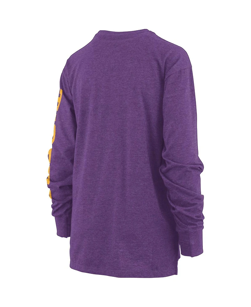 Women's Pressbox Purple Lsu Tigers Plus Size Two-Hit Canyon Long Sleeve T-shirt