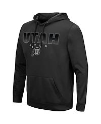 Men's Colosseum Black Utah Utes Blackout 3.0 Pullover Hoodie
